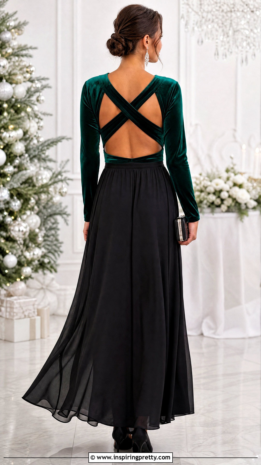 Velvet Criss Cross Back Top With Flowing Maxi Skirt - 20 criss-cross back top designs