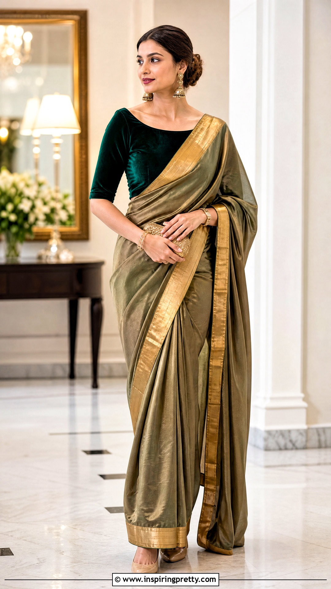 Velvet Crop Top Blouse With Silk Saree - 50 crop top blouse designs