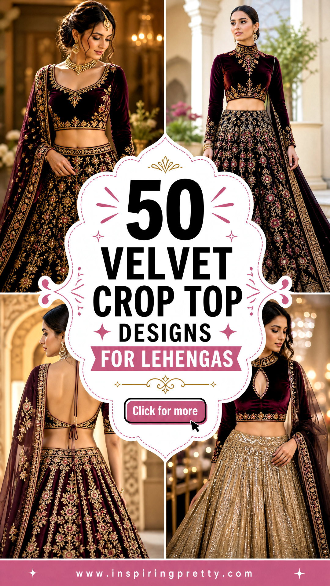 50 Velvet Crop Top Designs for Lehengas Brides Will Love - 50 Velvet Crop Top Designs for Lehengas Brides Will Love