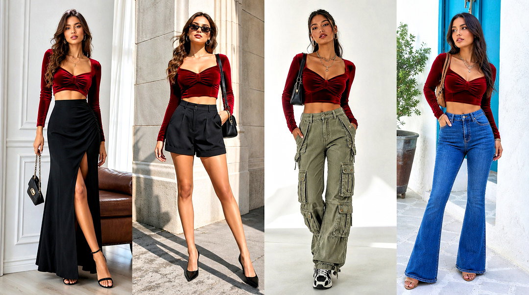 20 Velvet Crop Top Outfit Ideas for Chic Party Looks Now