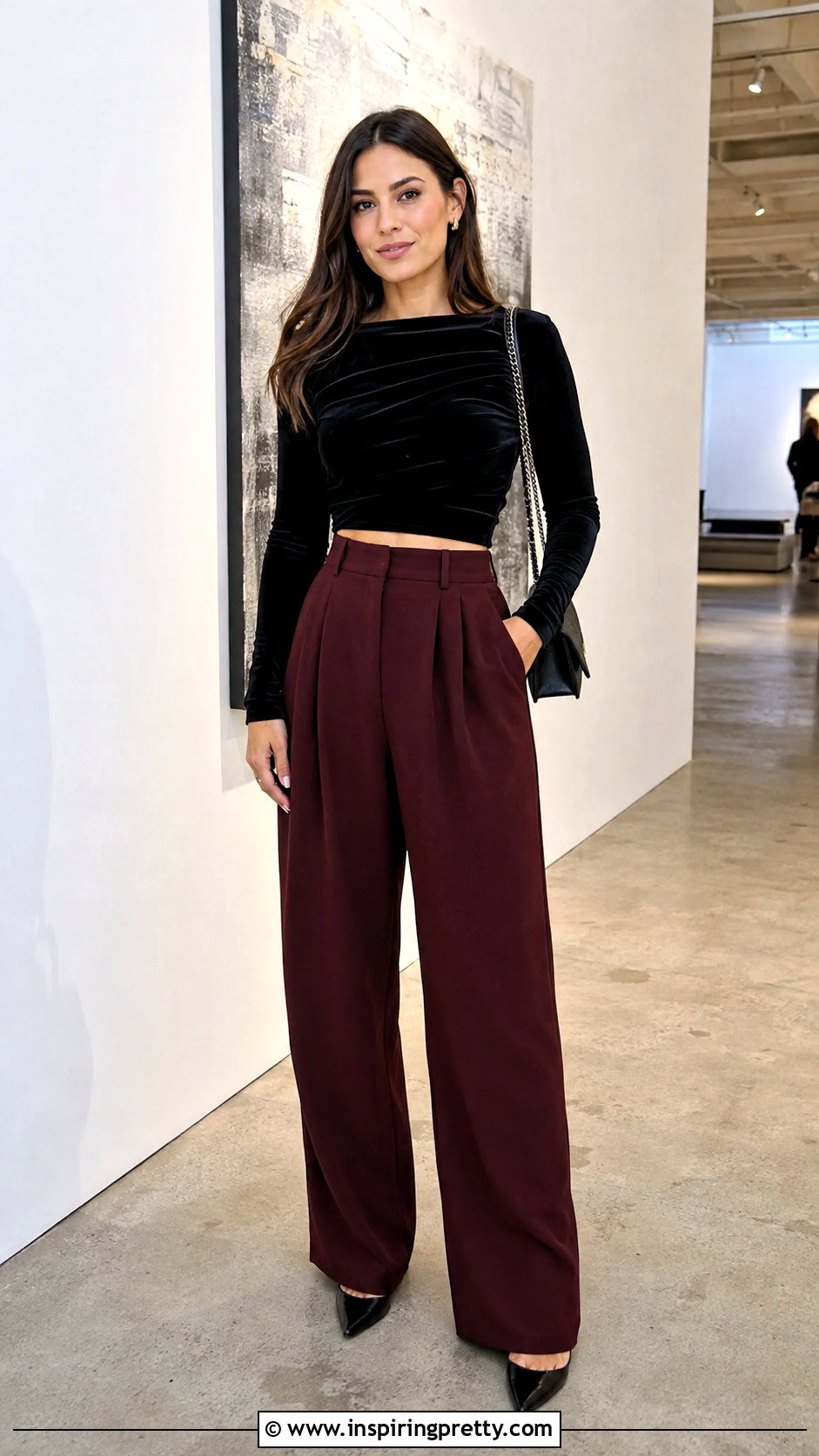 Velvet Crop Top With High Waisted Pants - 50 velvet tops for women