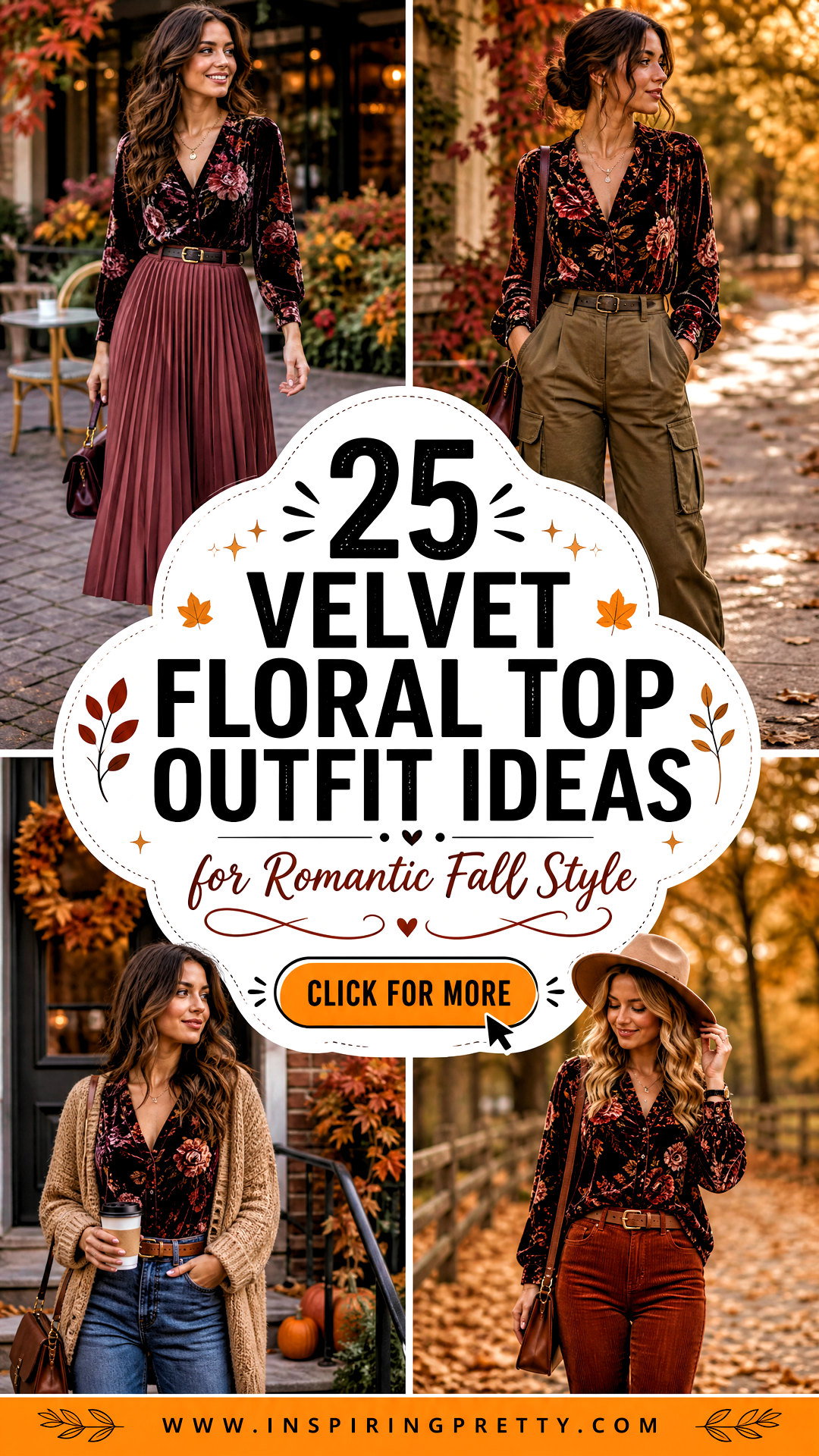25 Velvet Floral Top Outfit Ideas for Romantic Fall Style - 25 Velvet Floral Top Outfit Ideas for Romantic Fall Style