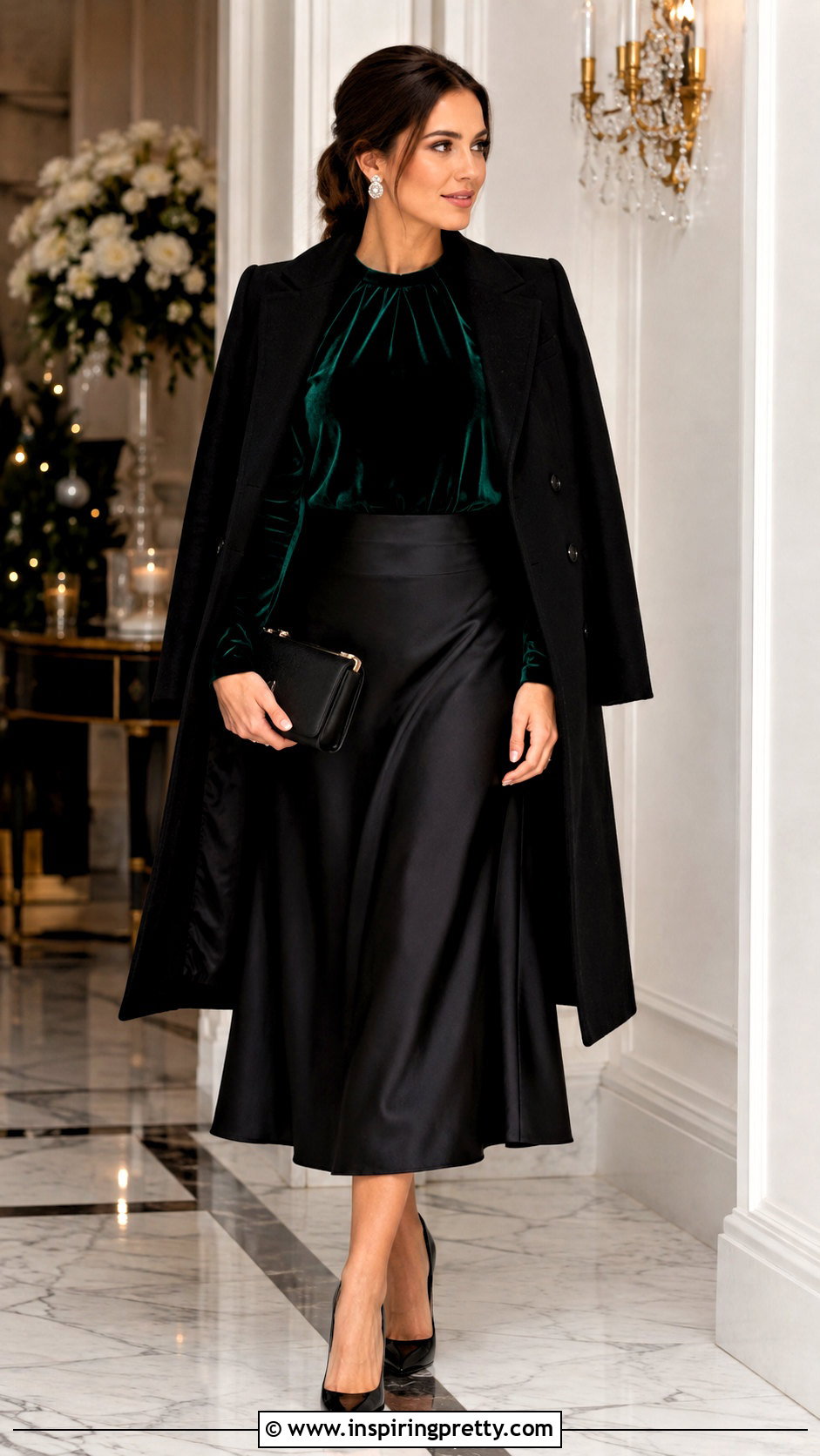 Velvet Full Sleeve Top With Satin Skirt - 50 full sleeves top outfit ideas