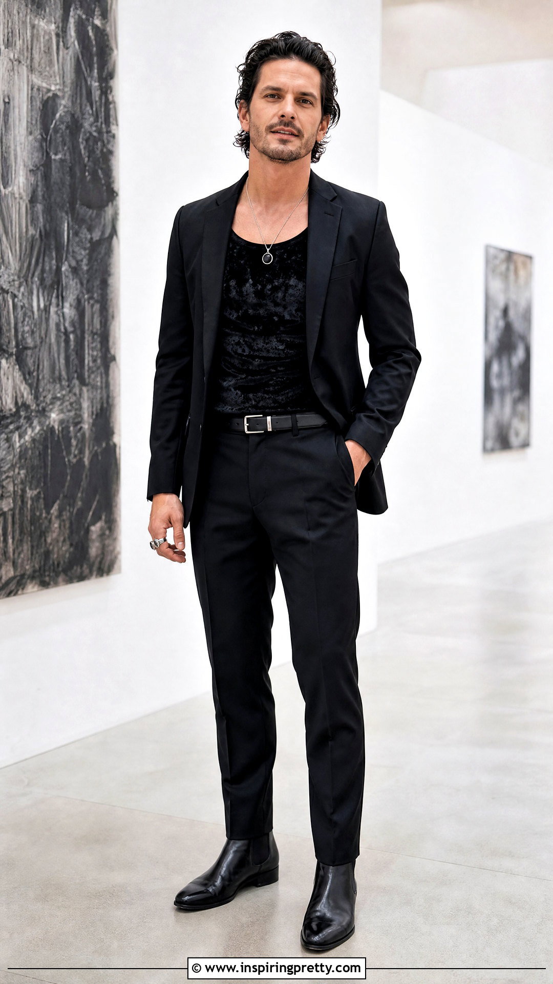 Velvet Goth Tank Top With Black Trousers - 25 Goth Tank Top Men outfit ideas