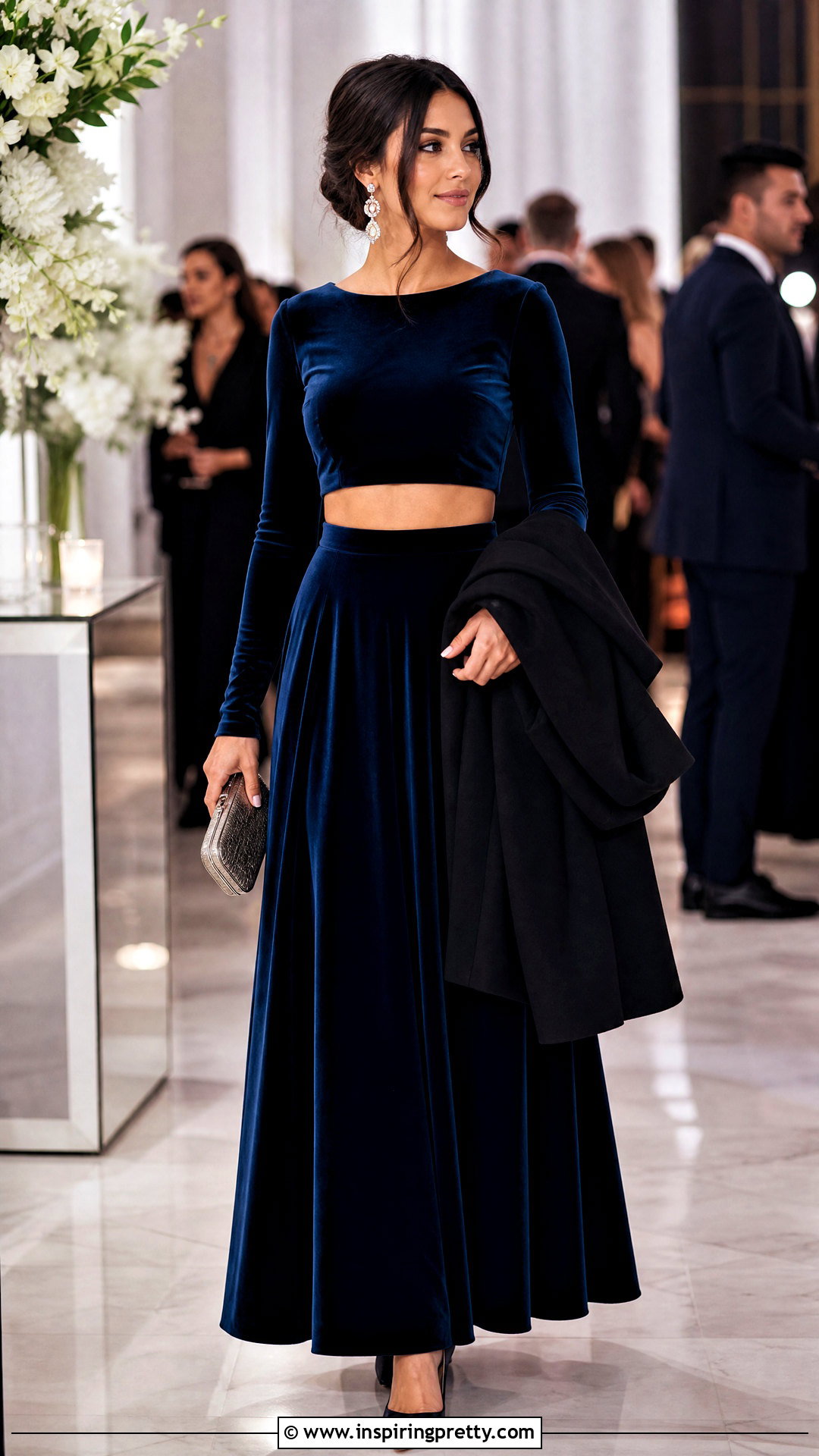 Velvet Kate Middleton Crop Top Outfit With Full Skirt - 20 kate middleton crop top outfit ideas