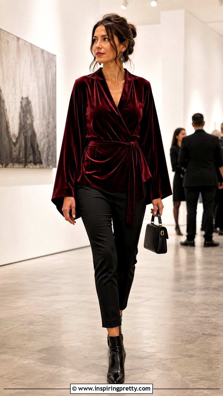 Velvet Kimono Top With Slim Pants - 50 velvet tops for women
