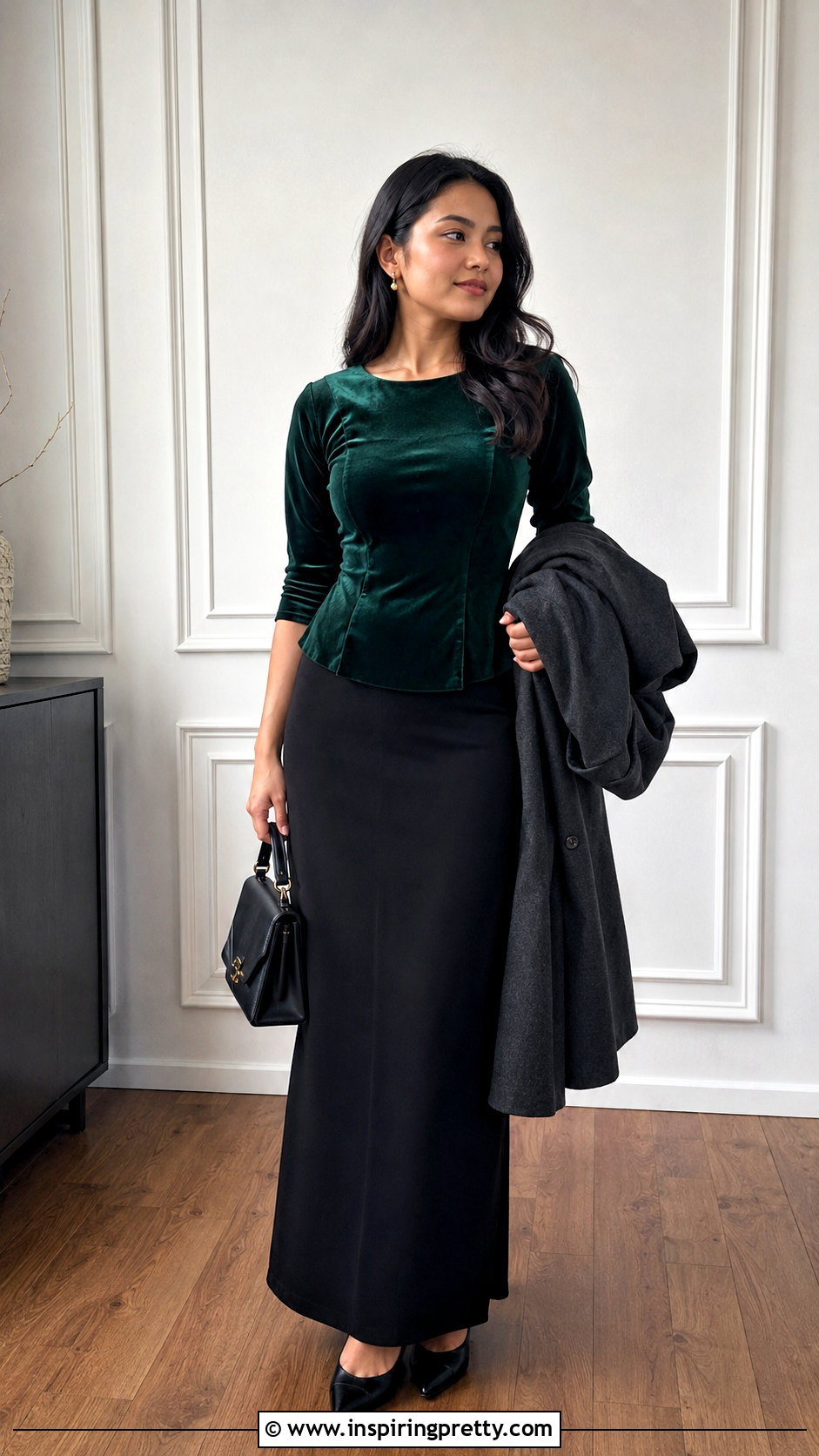 Velvet Mizo Sunday Top With Black Maxi Skirt - 50 Mizo Sunday Tops outfit ideas