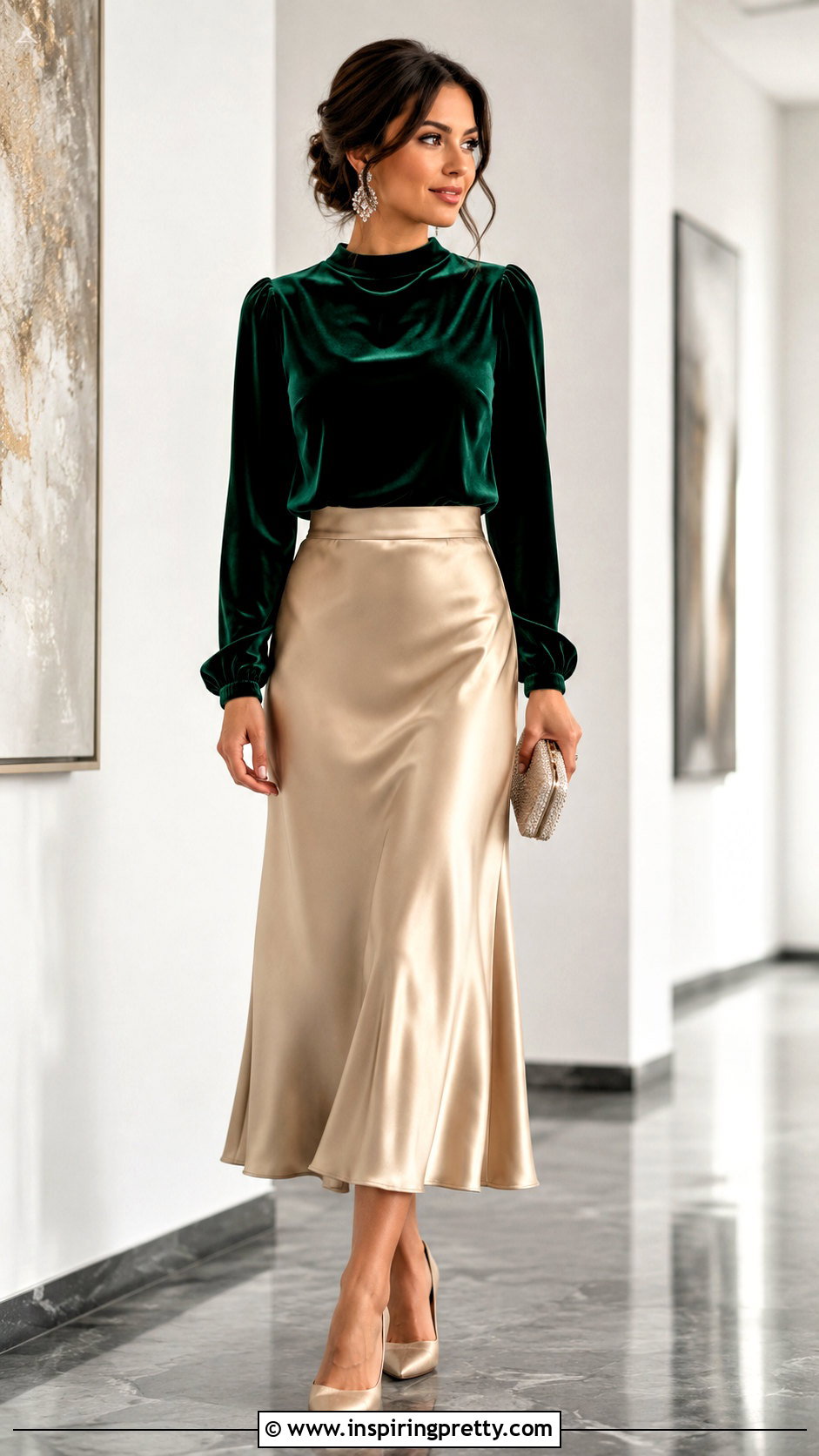 Velvet Party Top With Satin Skirt - 20 Stylish Party Top Inspiration ideas