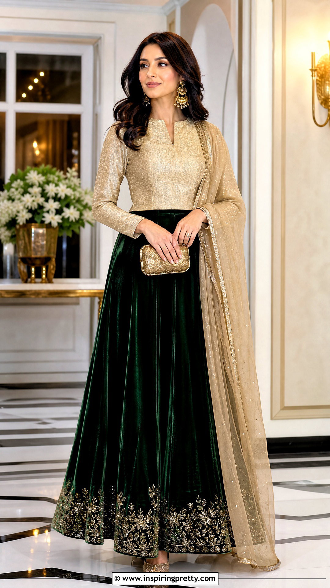 Velvet Skirt And Full Sleeve Blouse - 50 skirt and top traditional outfit ideas