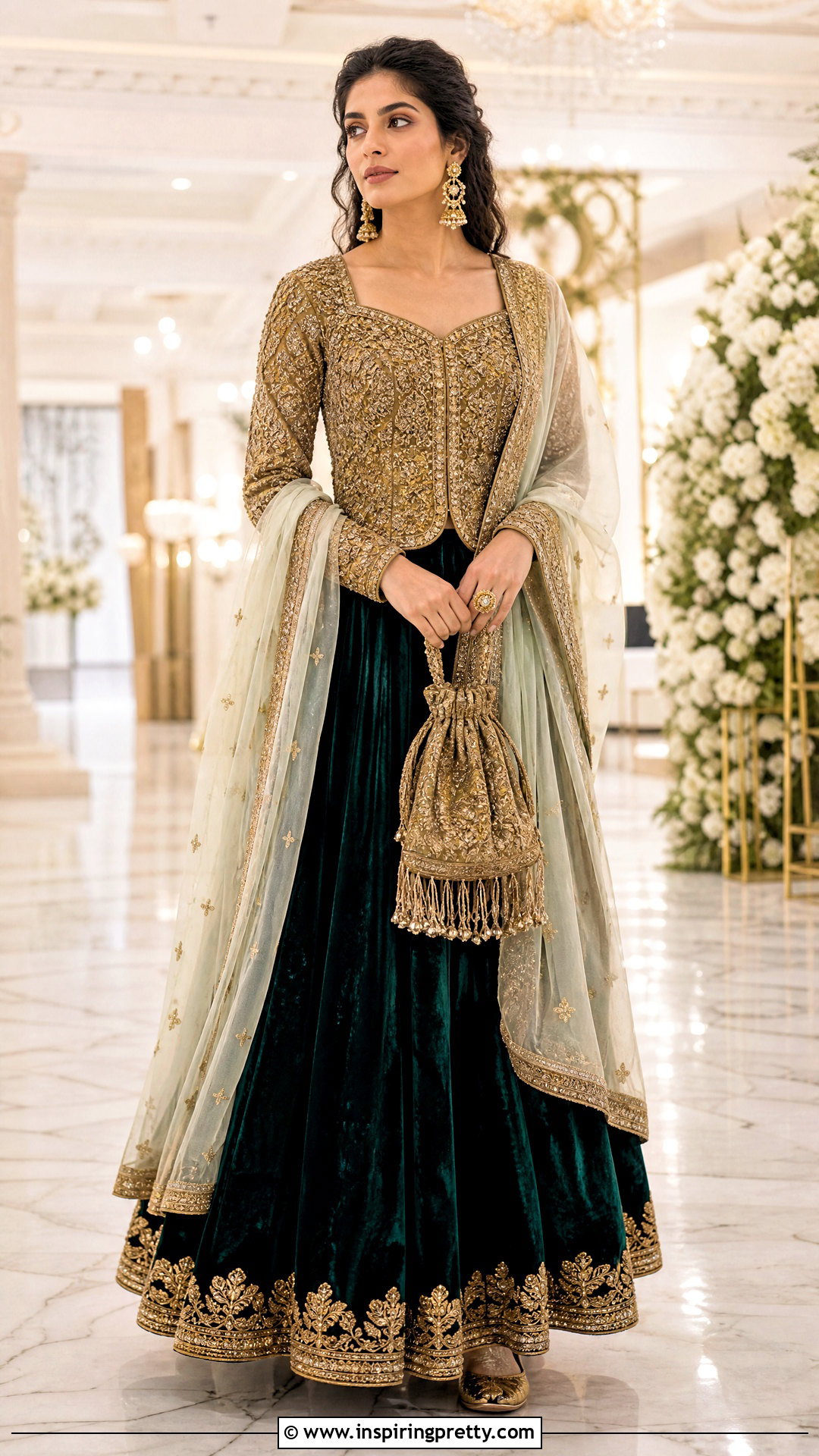 Velvet Skirt With Zardozi Blouse - 50 skirt top indian outfit traditional ideas