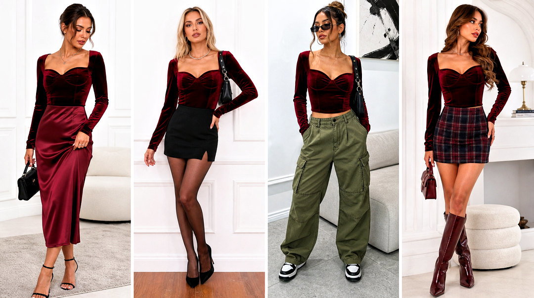 20 Velvet Sweetheart Top Outfit Ideas for Elegant Evenings