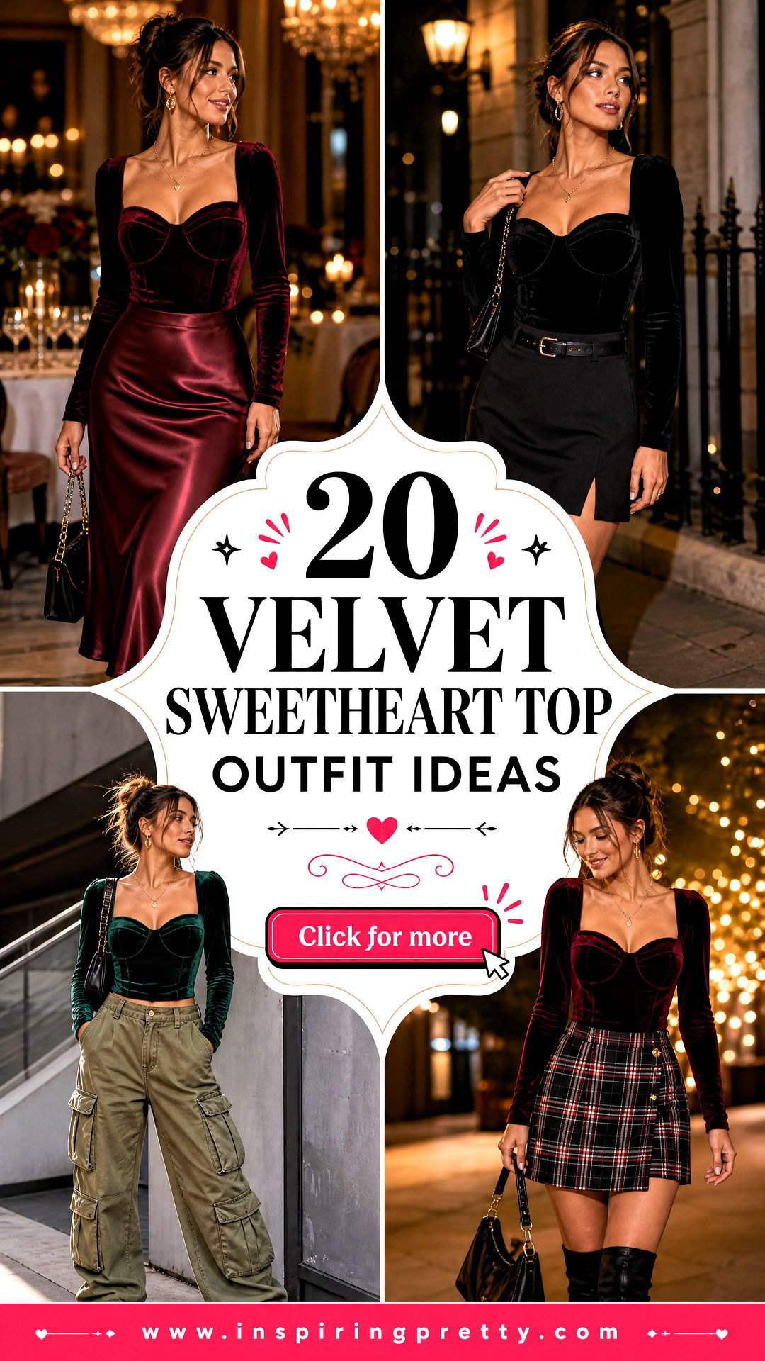 20 Velvet Sweetheart Top Outfit Ideas for Elegant Evenings - 20 Velvet Sweetheart Top Outfit Ideas for Elegant Evenings