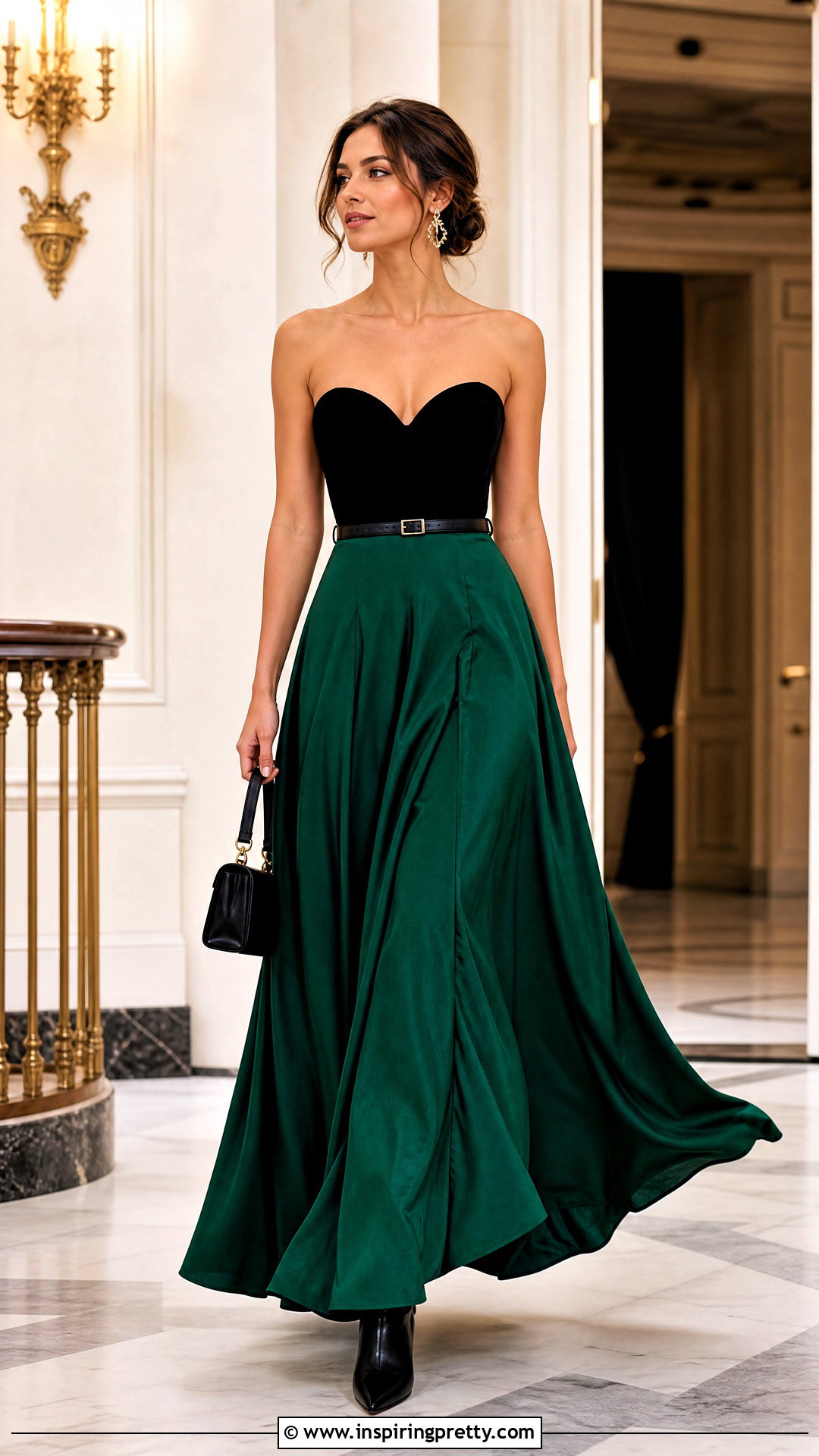 Velvet Sweetheart Top With A Line Maxi Skirt - 20 velvet sweetheart top outfit ideas