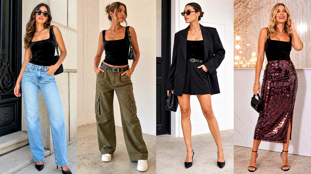 20 Velvet Tank Top Fashion Ideas for Effortless Party Style