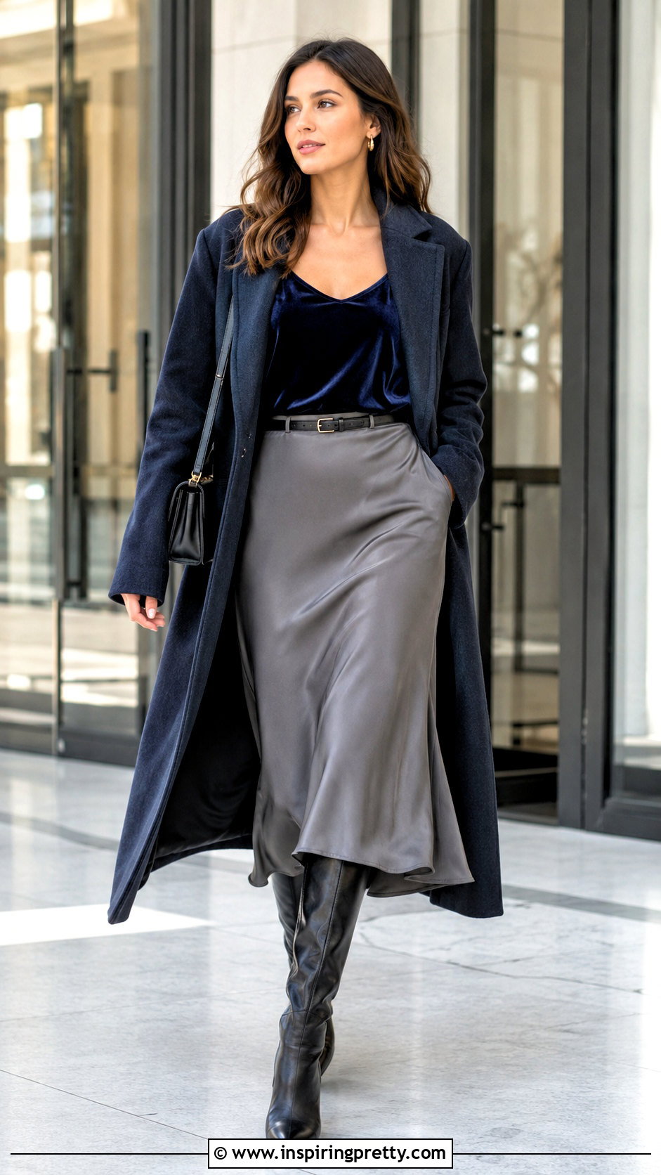 Velvet Tank Top With Slip Skirt And Boots - 20 velvet tank top fashion ideas