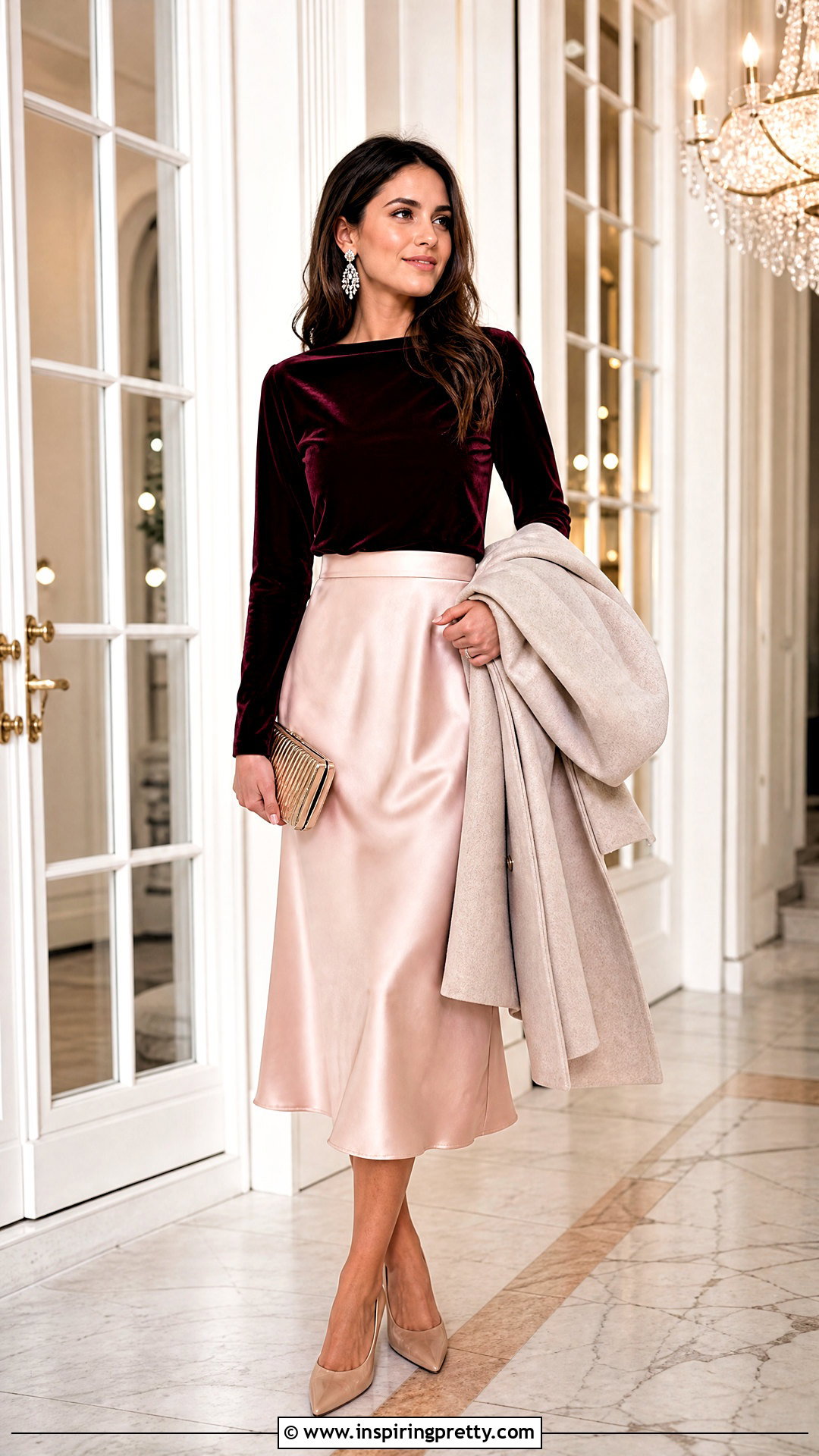 Velvet Top And Satin Skirt Wedding Outfit - 20 Wedding Top And Skirt outfit ideas