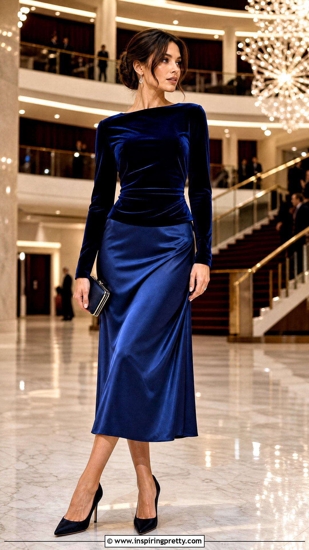Velvet Top With Satin Midi Skirt - 50 tops designs