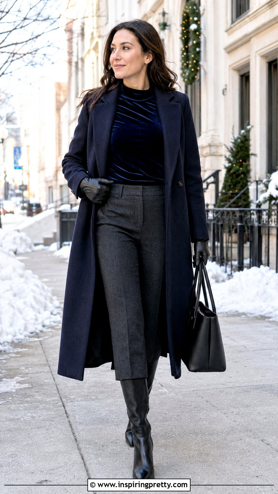 Velvet Top With Winter Pants And Knee High Boots - 50 velvet tops outfit ideas