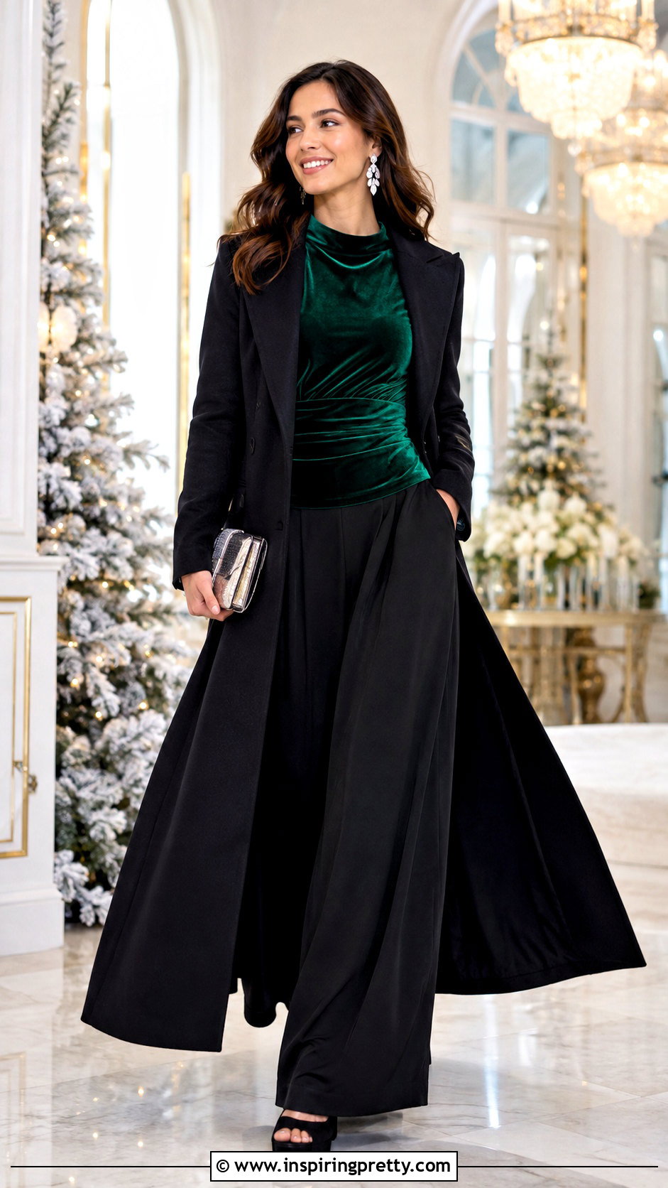 Velvet Top With Winter Party Palazzo Pants - 50 velvet tops outfit ideas