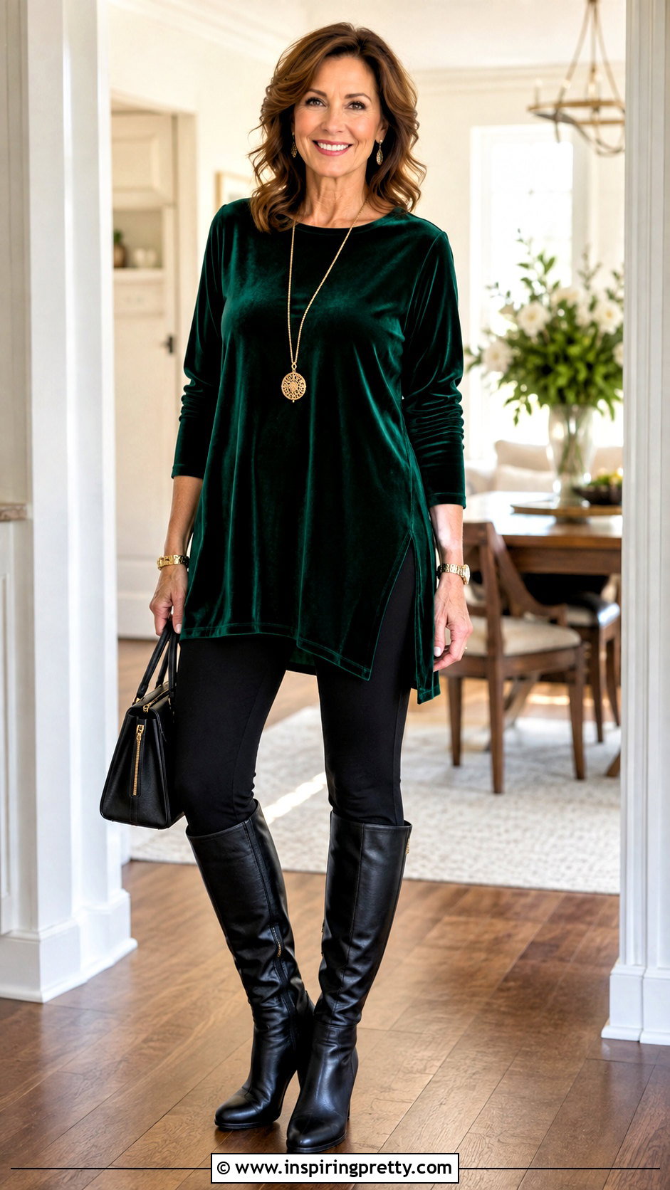Velvet Tunic Top With Leggings - 50 velvet tops for women