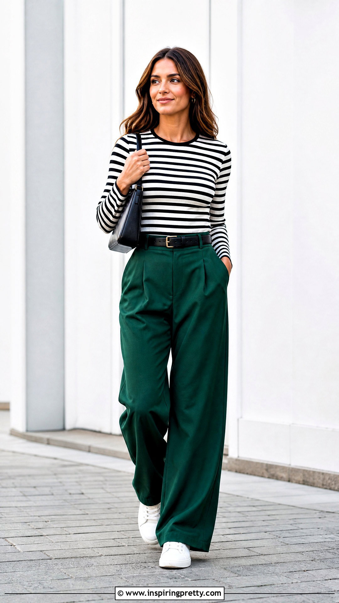 Verde Wide Leg Pants With Striped Top Outfit - 50 top verde outfit ideas