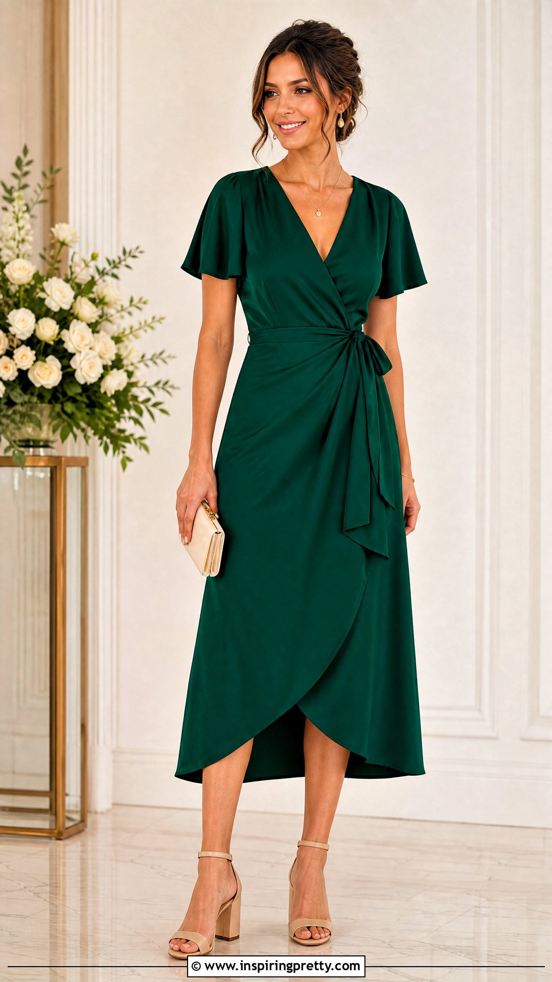 Verde Wrap Dress With Nude Heels Outfit - 50 top verde outfit ideas