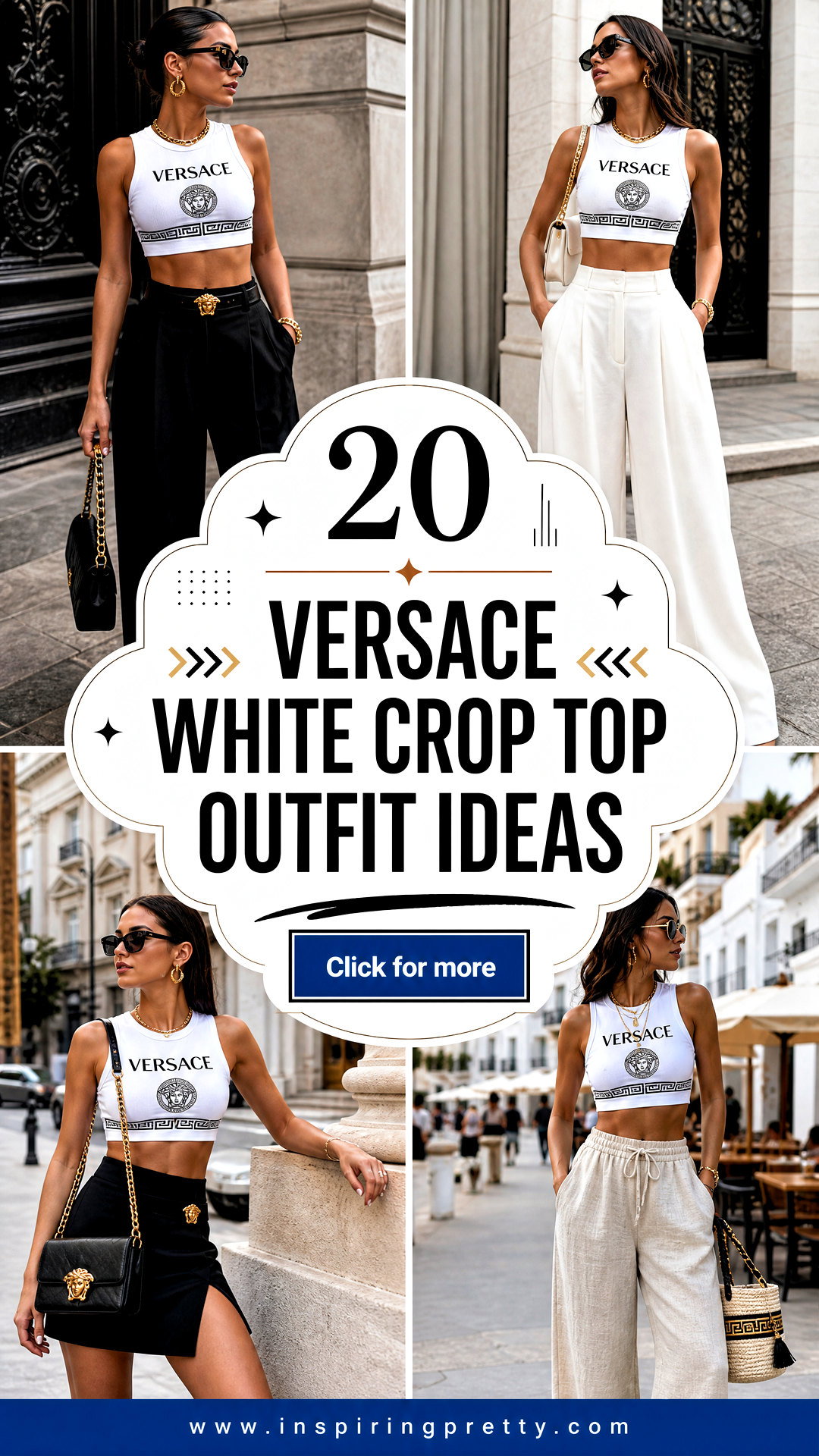 20 Versace White Crop Top Outfit Ideas for Luxe Street Style - 20 Versace White Crop Top Outfit Ideas for Luxe Street Style