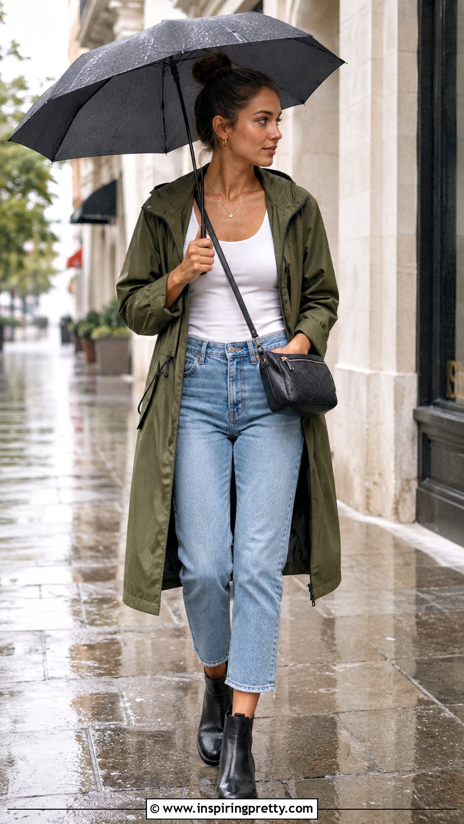Vest Top With Raincoat And Cropped Jeans - 50 vest top outfits for women