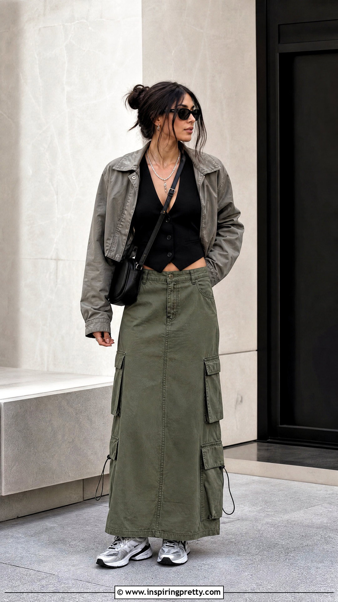 Vest Top With a Cargo Maxi Skirt - 50 vest top outfits