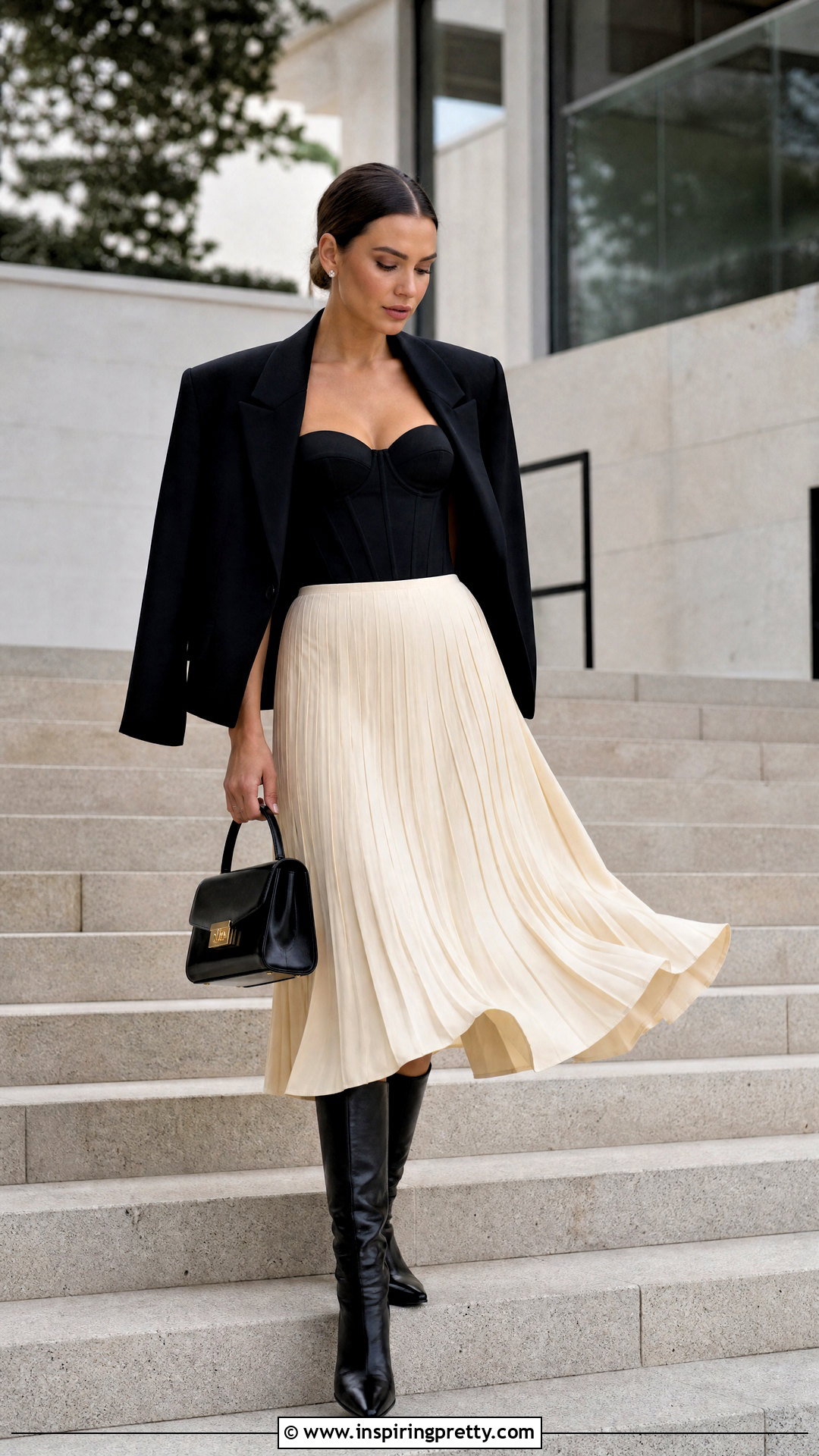 Victoria Beckham Corset Top With Pleated Midi Skirt - 20 victoria beckham corset top outfit ideas
