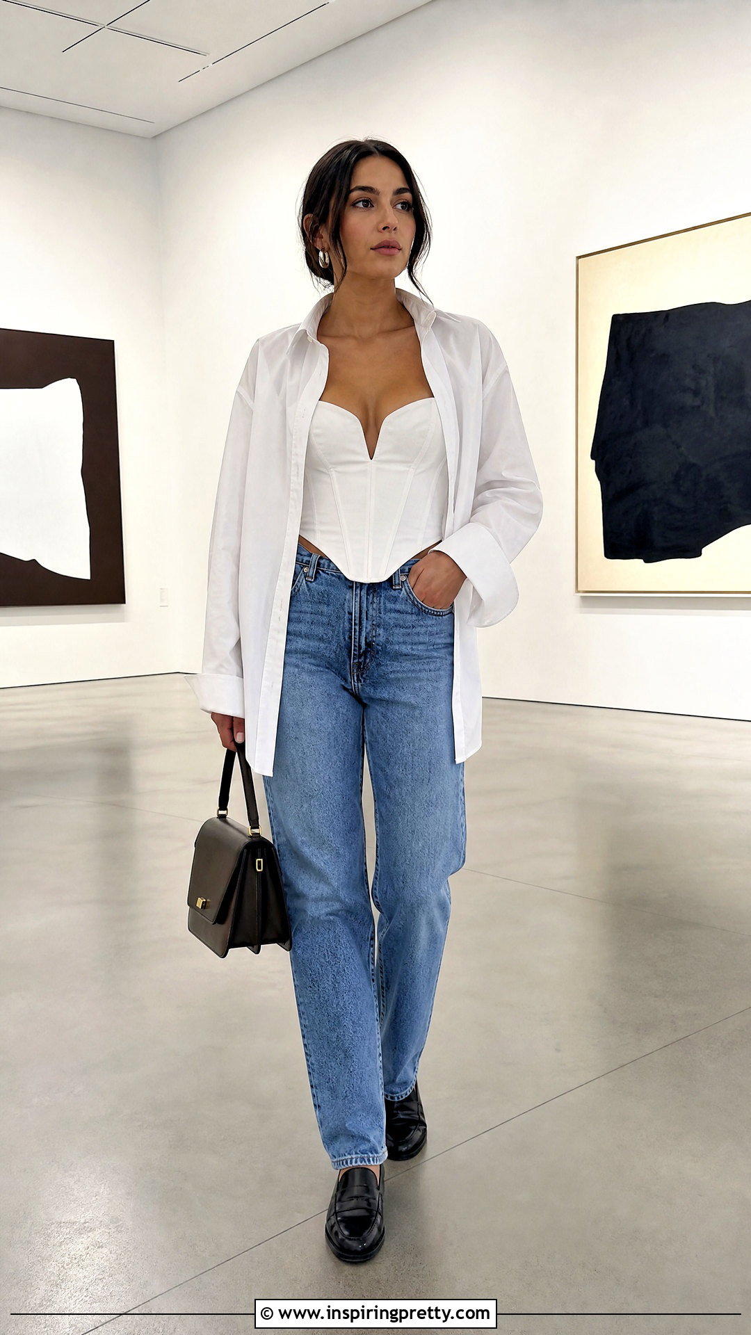 Victoria Beckham Corset Top With Straight Leg Jeans - 20 victoria beckham corset top outfit ideas