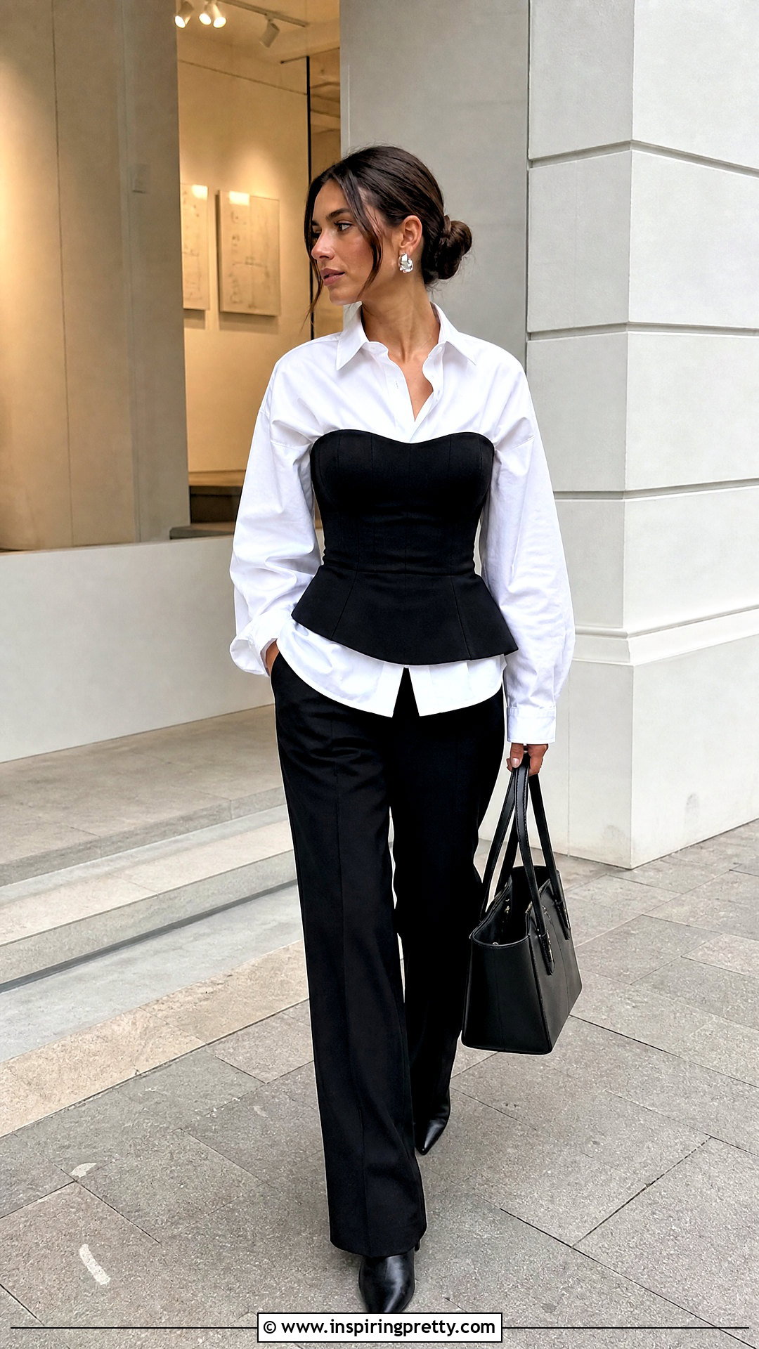 Victoria Beckham Corset Top With White Button Down Shirt - 20 victoria beckham corset top outfit ideas