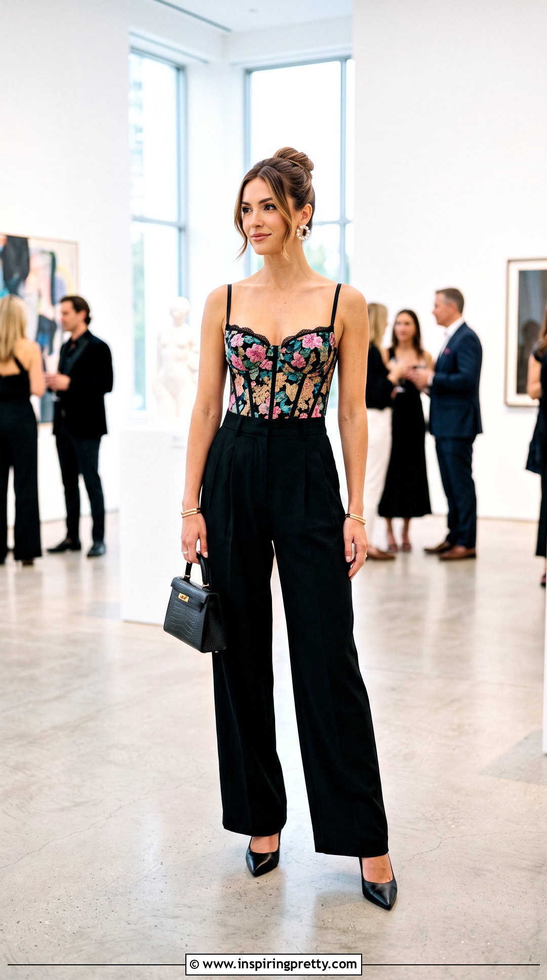 Victoria Secret Floral Corset Top With Black Trousers - 20 victoria secret floral corset top outfit ideas