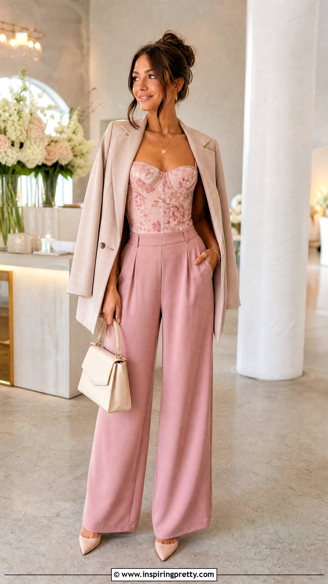 Victoria Secret Floral Corset Top With Pink Trousers - 20 victoria secret floral corset top outfit ideas