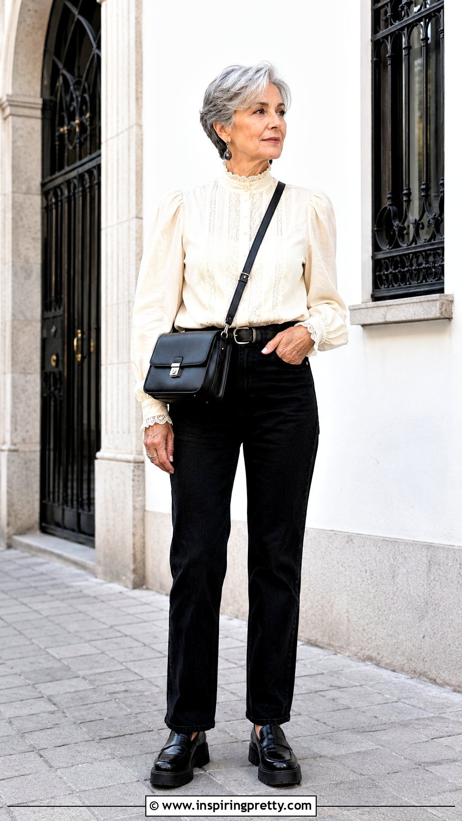 Victorian Blouse With Black Jeans - 50 alt tops outfit ideas
