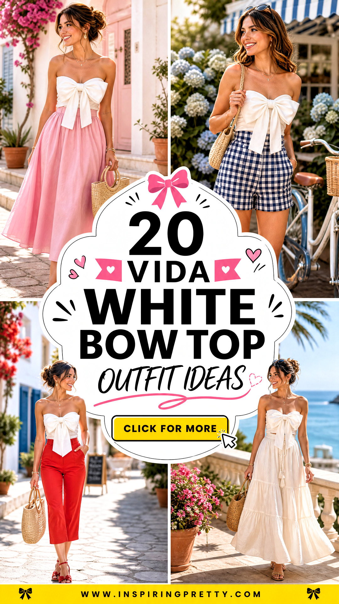 20 Vida White Bow Top Outfit Ideas for Sweet Summer Style - 20 Vida White Bow Top Outfit Ideas for Sweet Summer Style