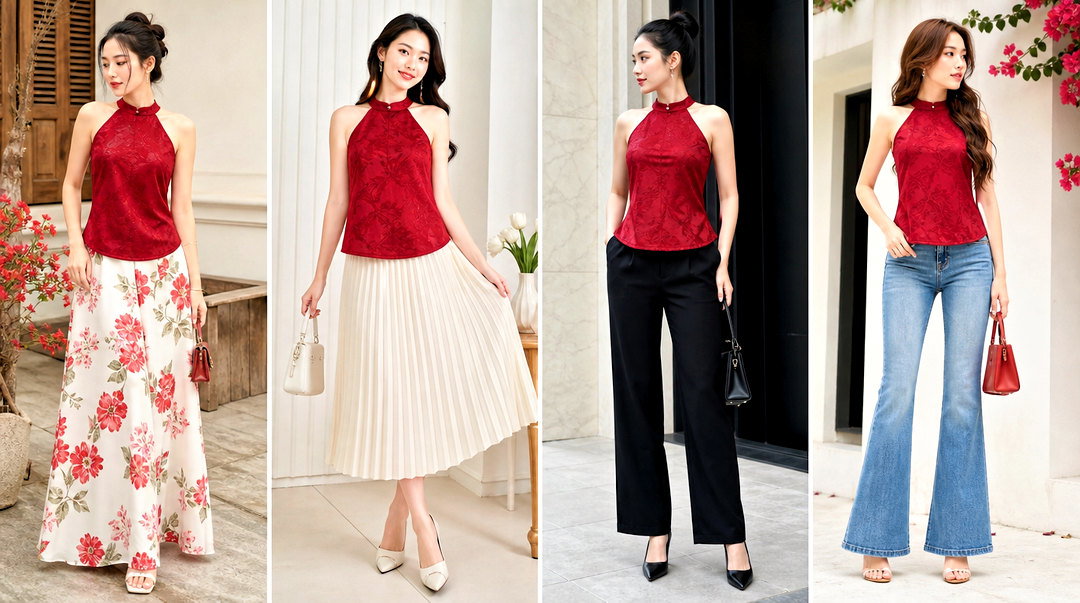 25 Vietnamese Halter Top Outfit Ideas for Elegant Summer Style
