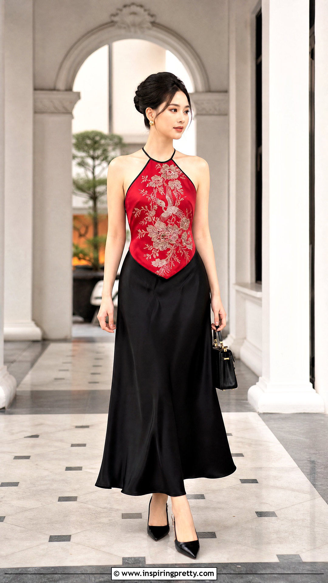 Vietnamese Halter Top With Black Silk Skirt - 25 vietnamese halter top outfit ideas