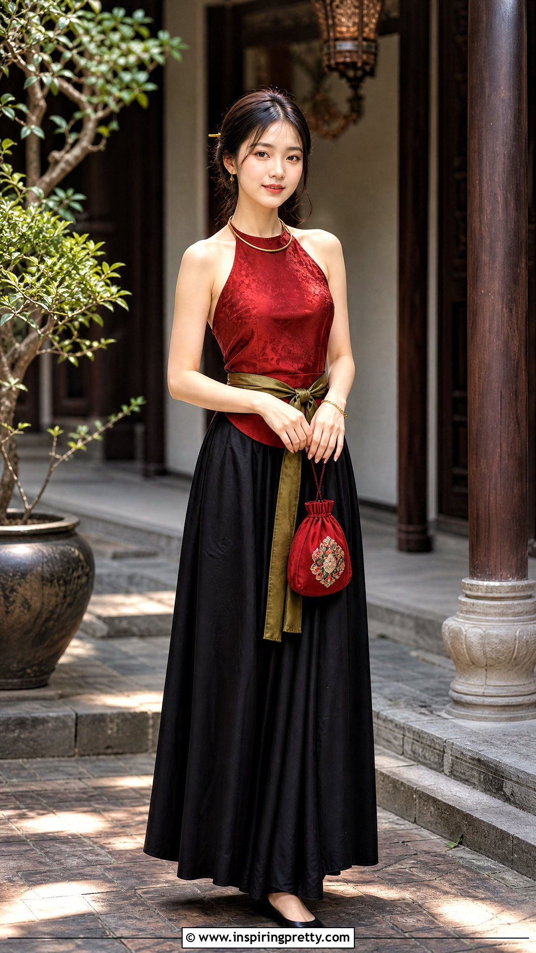 Vietnamese Halter Top With Traditional Black Skirt - 25 vietnamese halter top outfit ideas