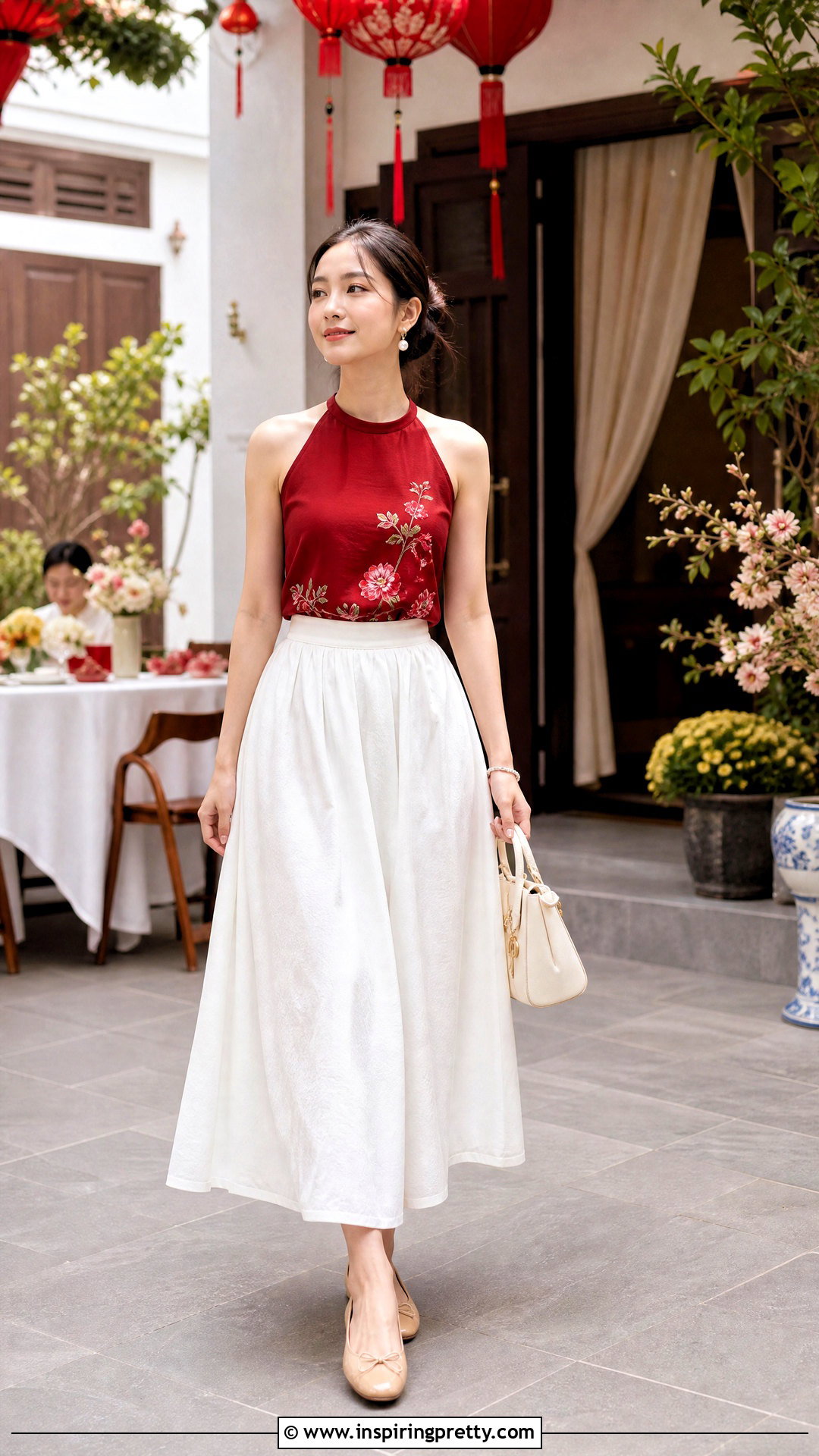 Vietnamese Halter Top With White A Line Skirt - 25 vietnamese halter top outfit ideas