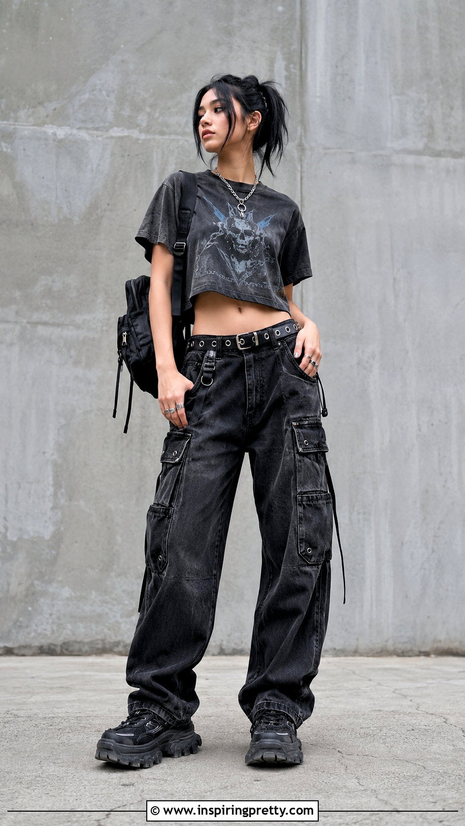 Vinnie Hacker Graphic Crop Top With Cargo Jeans - 25 vinnie hacker crop top outfit ideas