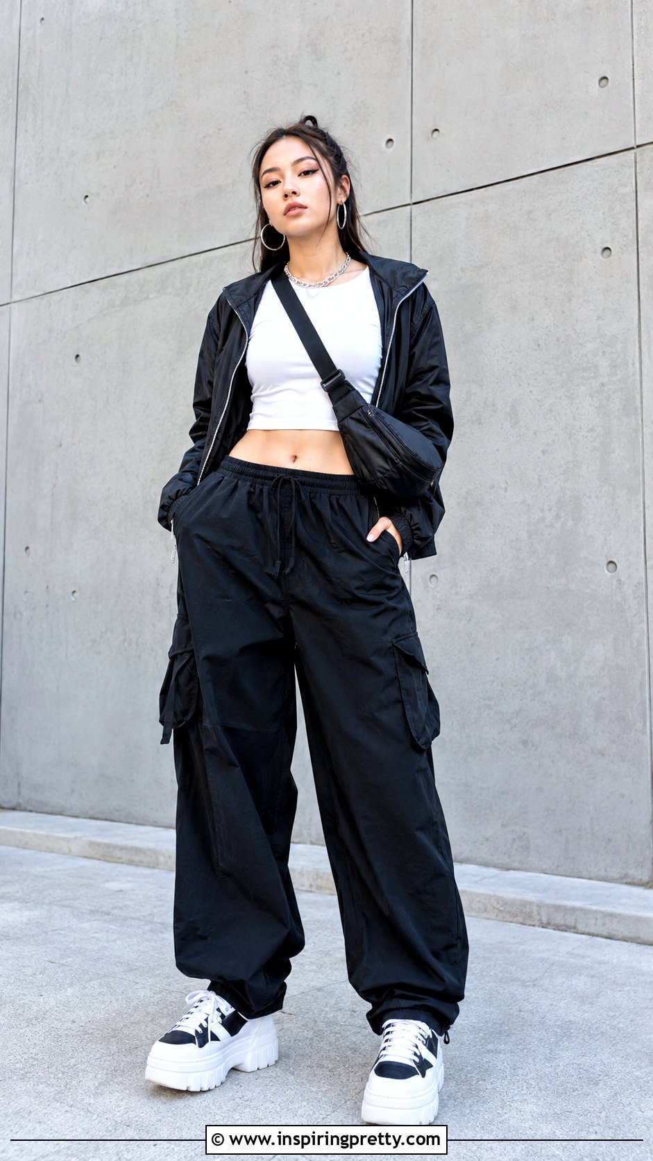 Vinnie Hacker White Crop Top With Black Cargos - 25 vinnie hacker crop top outfit ideas