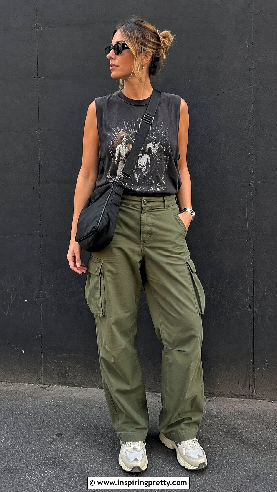Vintage Band Tank Top With Cargo Pants - 20 vintage band tank tops outfit ideas