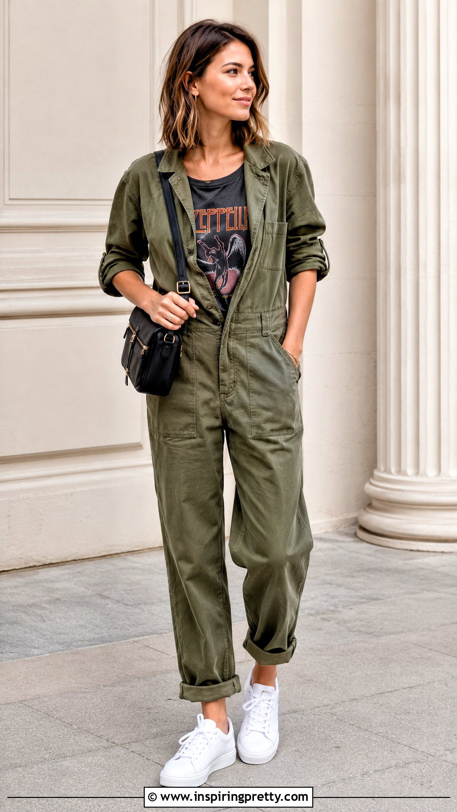 Vintage Band Tank Top With Utility Jumpsuit - 20 vintage band tank tops outfit ideas