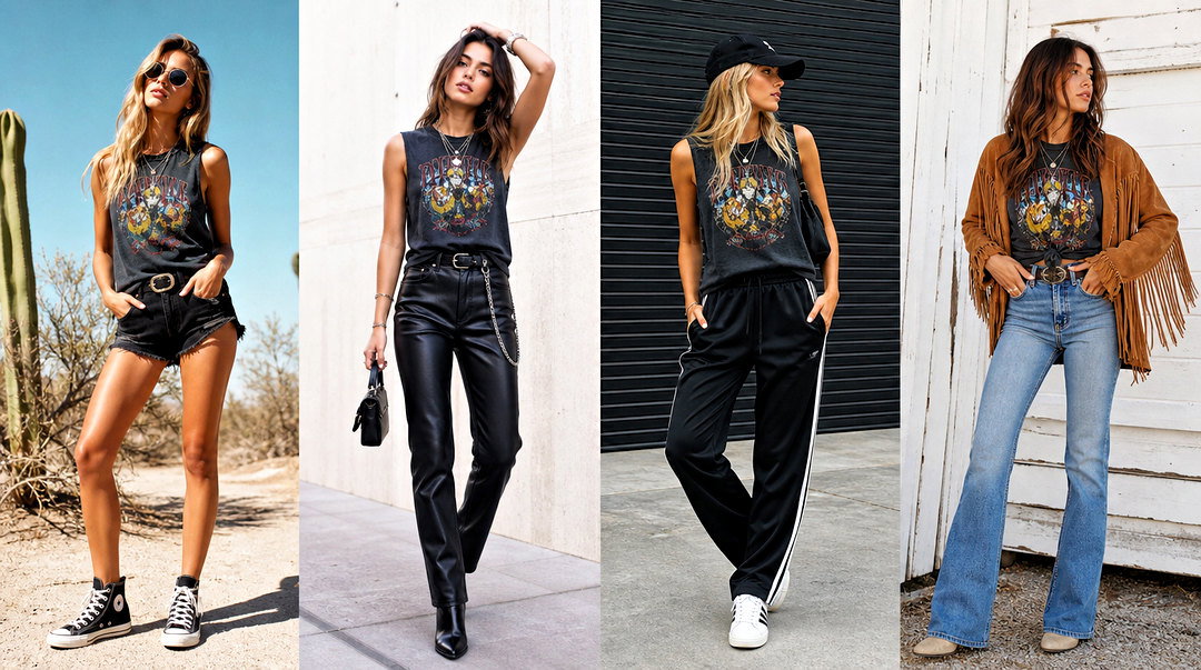 20 Vintage Band Tank Tops Outfit Ideas for Concert Season