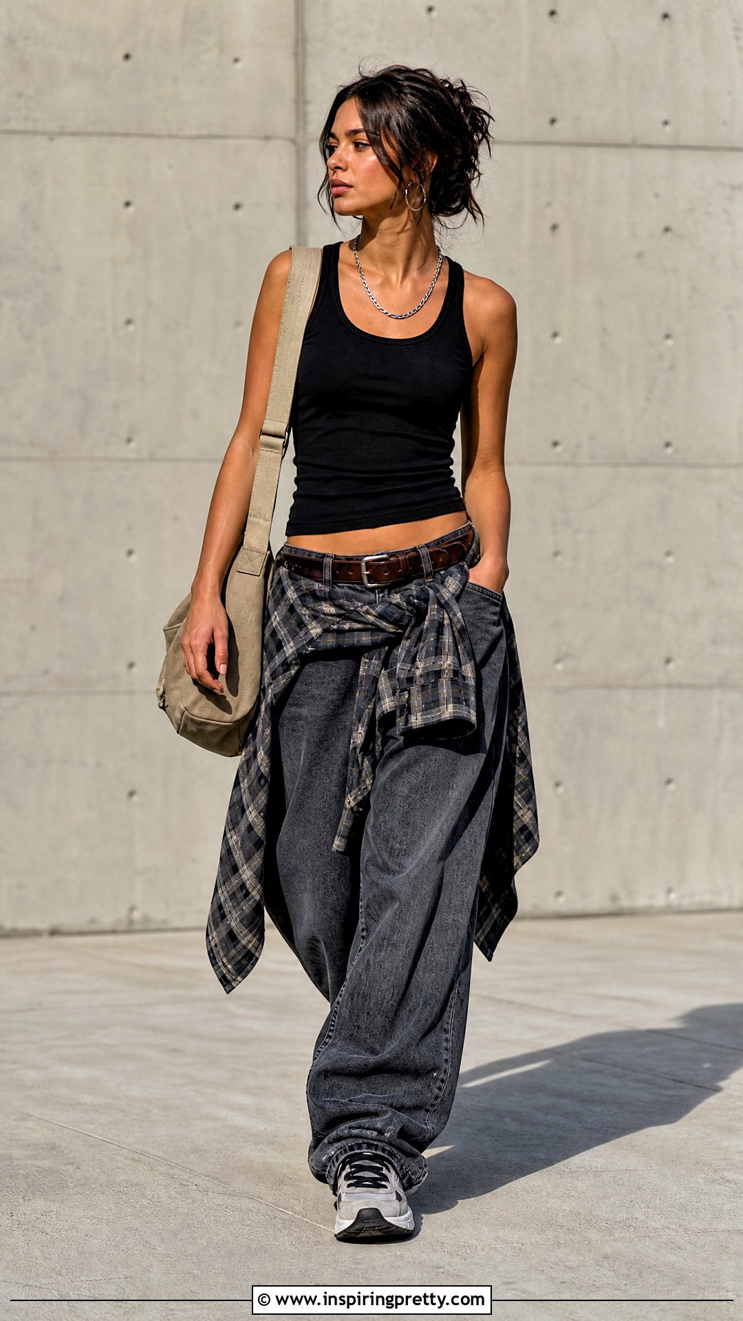 Vintage Black Tank Top With Baggy Jeans - 25 Vintage Black Tank Top outfit ideas