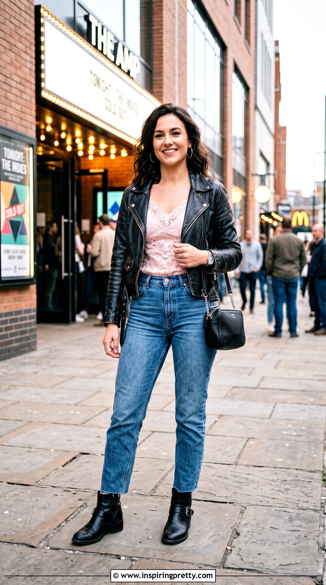 Vintage Cami Top With a Leather Jacket and Jeans - 50 vintage cami top outfit ideas