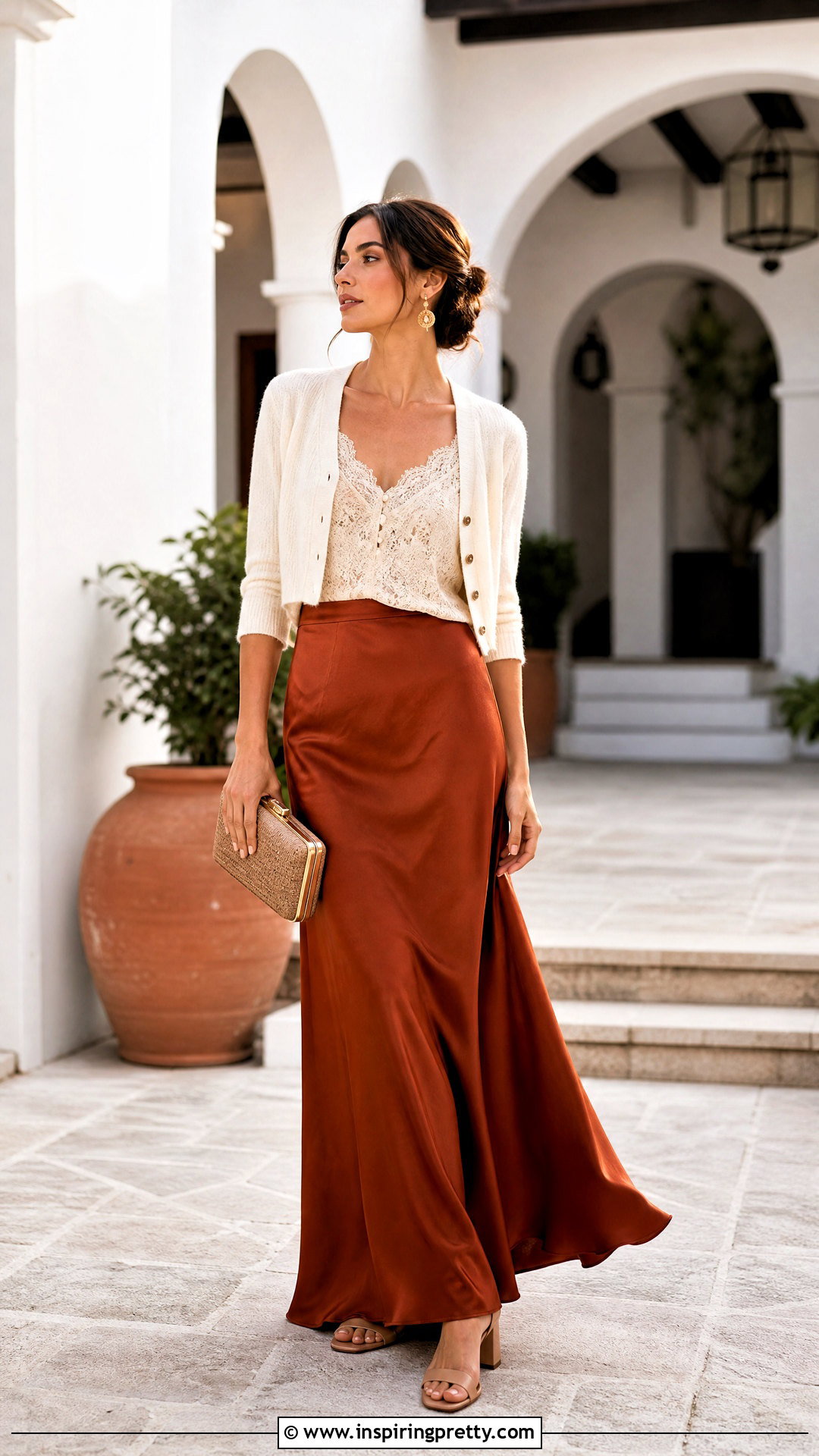 Vintage Cami Top With a Satin Maxi Skirt - 50 vintage cami top outfit ideas