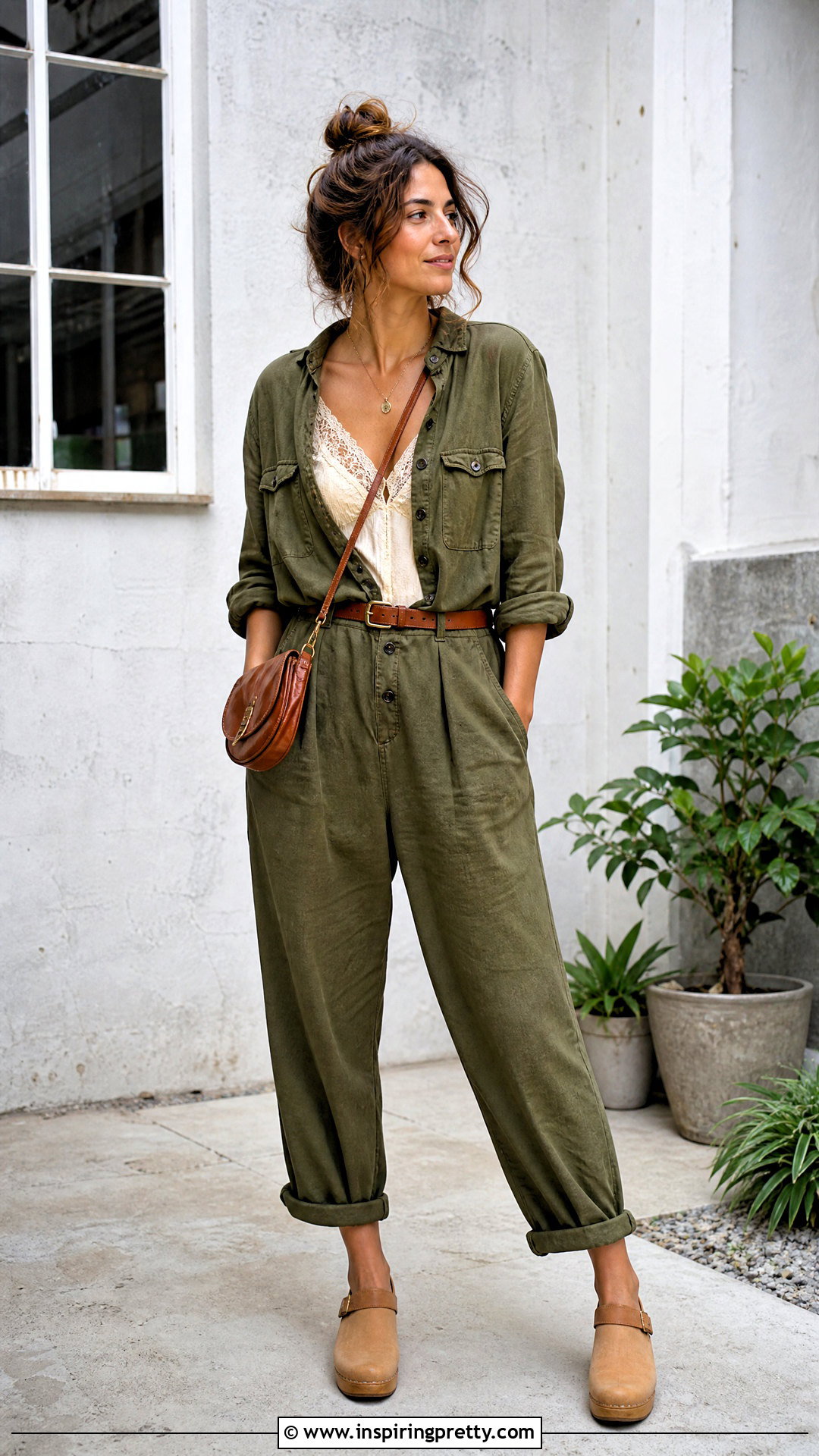 Vintage Cami Top With a Utility Jumpsuit - 50 vintage cami top outfit ideas