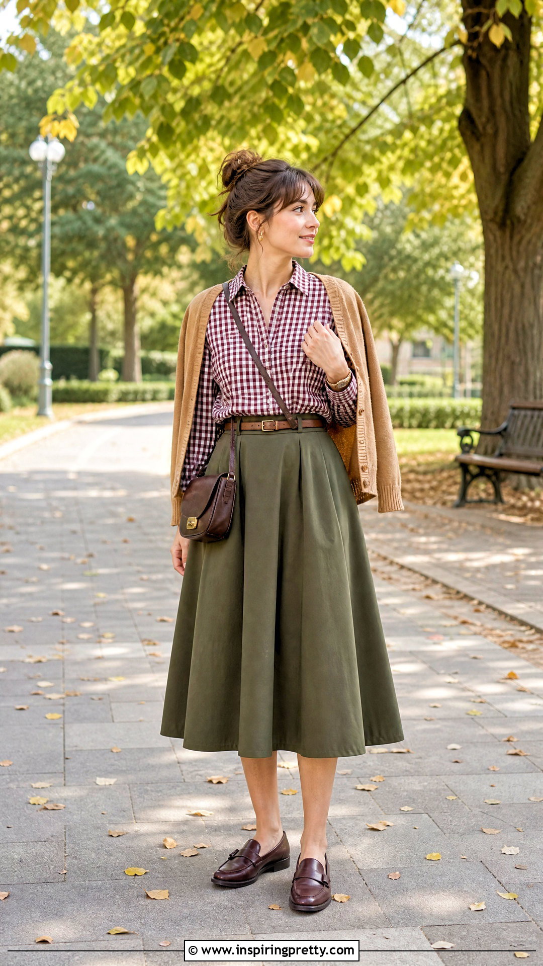 Vintage Checkered Top With A Line Midi Skirt - 20 vintage checkered top outfit ideas